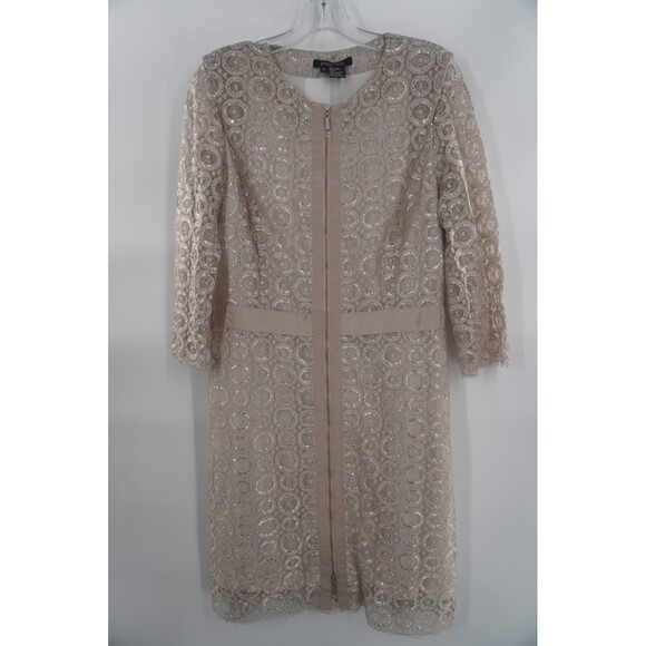 Etcetera Metallic Lace Formal Cocktail Wedding/Mother of Bride Midi Dress Size 6 - Picture 8 of 10
